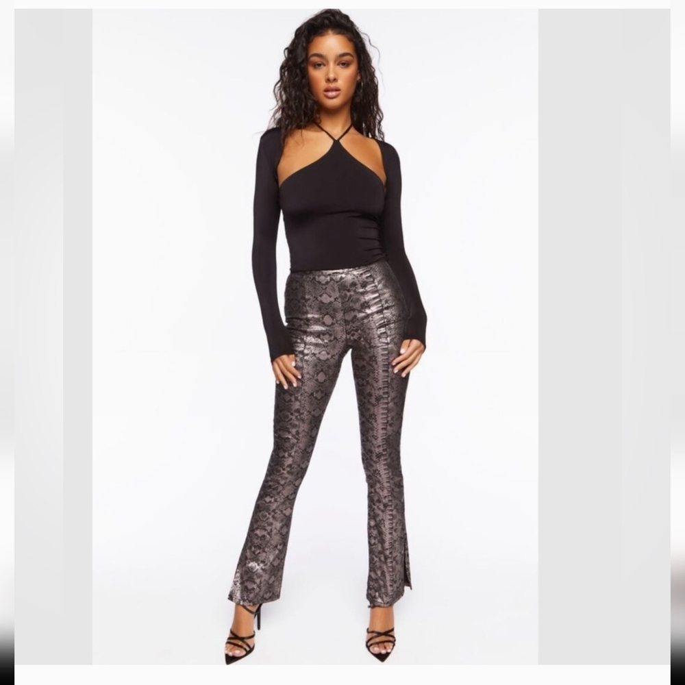 Nwot Purple Snake Python Bootleg Pants - image 1